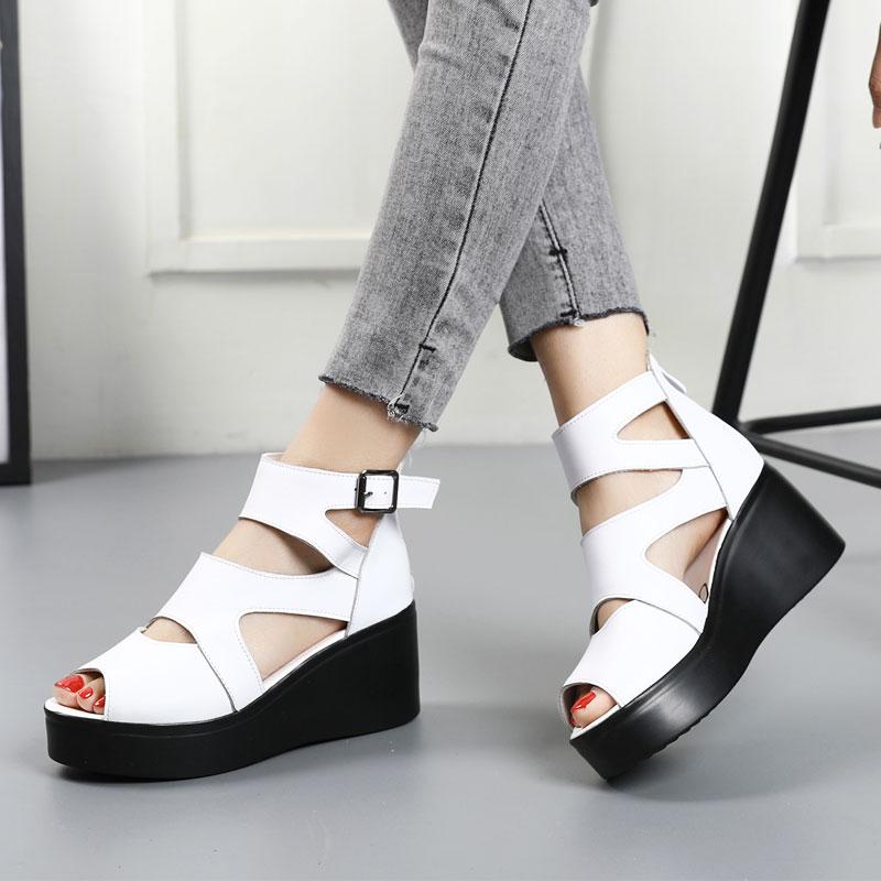 Fashion GKTINOO Women Flat Platform Sandals 2025 Summer Genuine Leather Handmade Shoes Women Summer Sandals Slip on Ladies Shoes Sandal