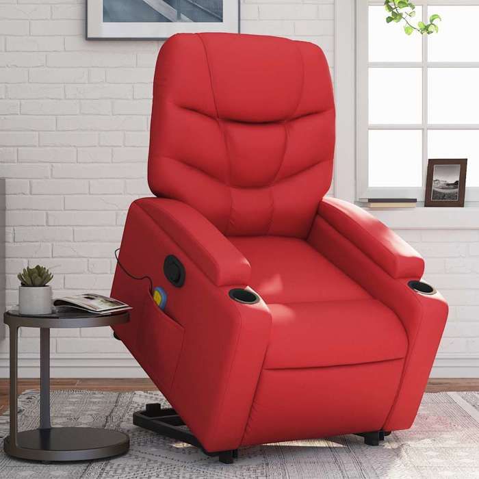 VidaXL Reclining Massage Armchair Red Faux Leather 3204670