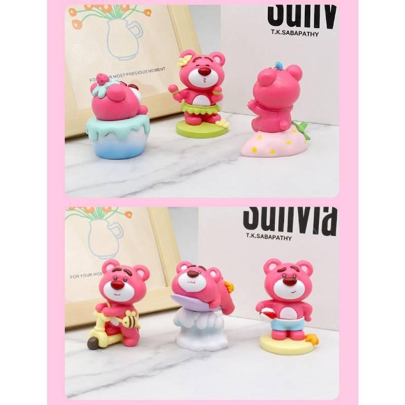 Cute Strawberry Bear Dessert Beach Party Butt Bear Toy Model Twist Egg Figurine