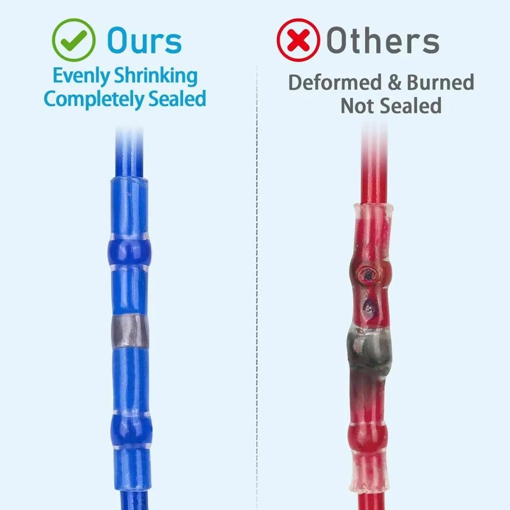 100PCS Heat Shrinkable Wire Connectors SST21 Waterproof Sleeve AWG22-18 Butt Electrical Splice Tinned Solder Seal Terminal