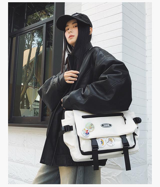 Korean-Style Versatile Messenger Backpack: Trendy Large-Capacity Crossbody for College Students