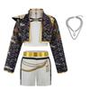 Little Girls Singer Show Cosplay Outfit 3Pcs Set Coat Vest Pants Children Stage Performance Dress‑Up Party Costume