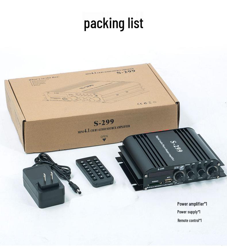 Bluetooth 4.1 Channel Professional Power Amplifier with USB & Card Slot for Home/Car - Super Bass