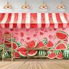 Red and White Striped Backdrop and Canopy for Watermelon Stand, Fresh Fruit Banner, Summer Party Decoration, Food1687