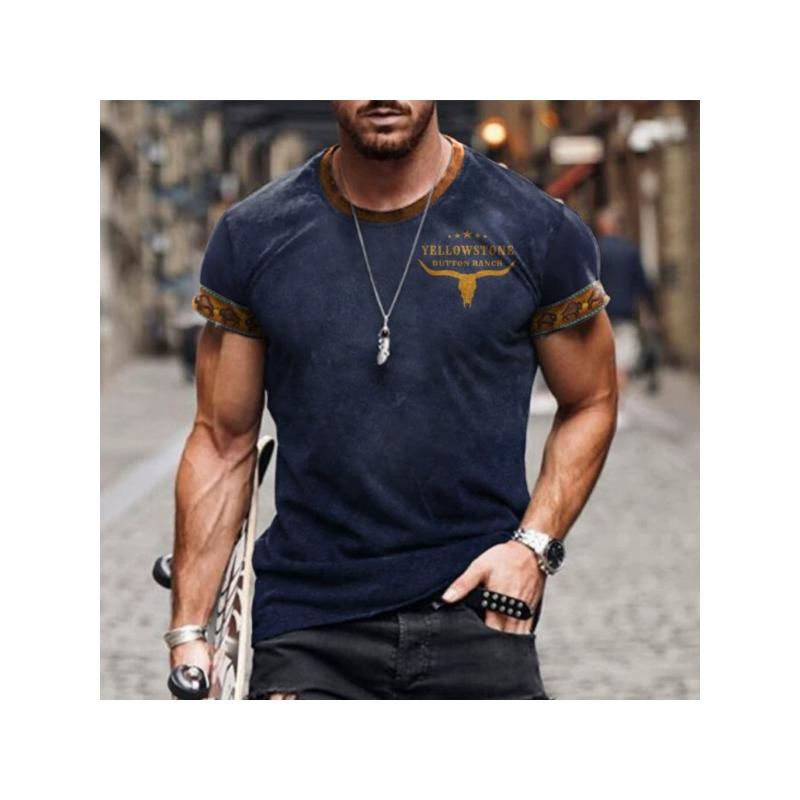 Men's 3D Printed T-Shirt Vintage pattern printing Short Sleeve O-Neck Pullover casual top
