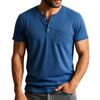 Men's Summer Solid Color Button Collar Short Sleeve Tops Men's Casual Loose Fashion Tops