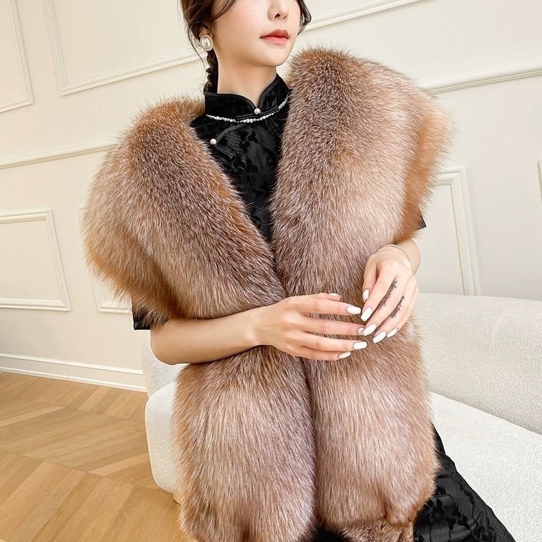 Whole Fox Scarf, Real Fur, Men's and Women's Fur Collar, Warm Scarf, Big Shawl, Real Fox Fur Collar, New Model.