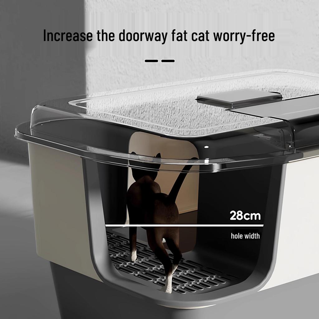 Extra Large Enclosed Cat Litter Box - Anti-Splash, Corridor Design, Deodorizing Kitten Sandbox
