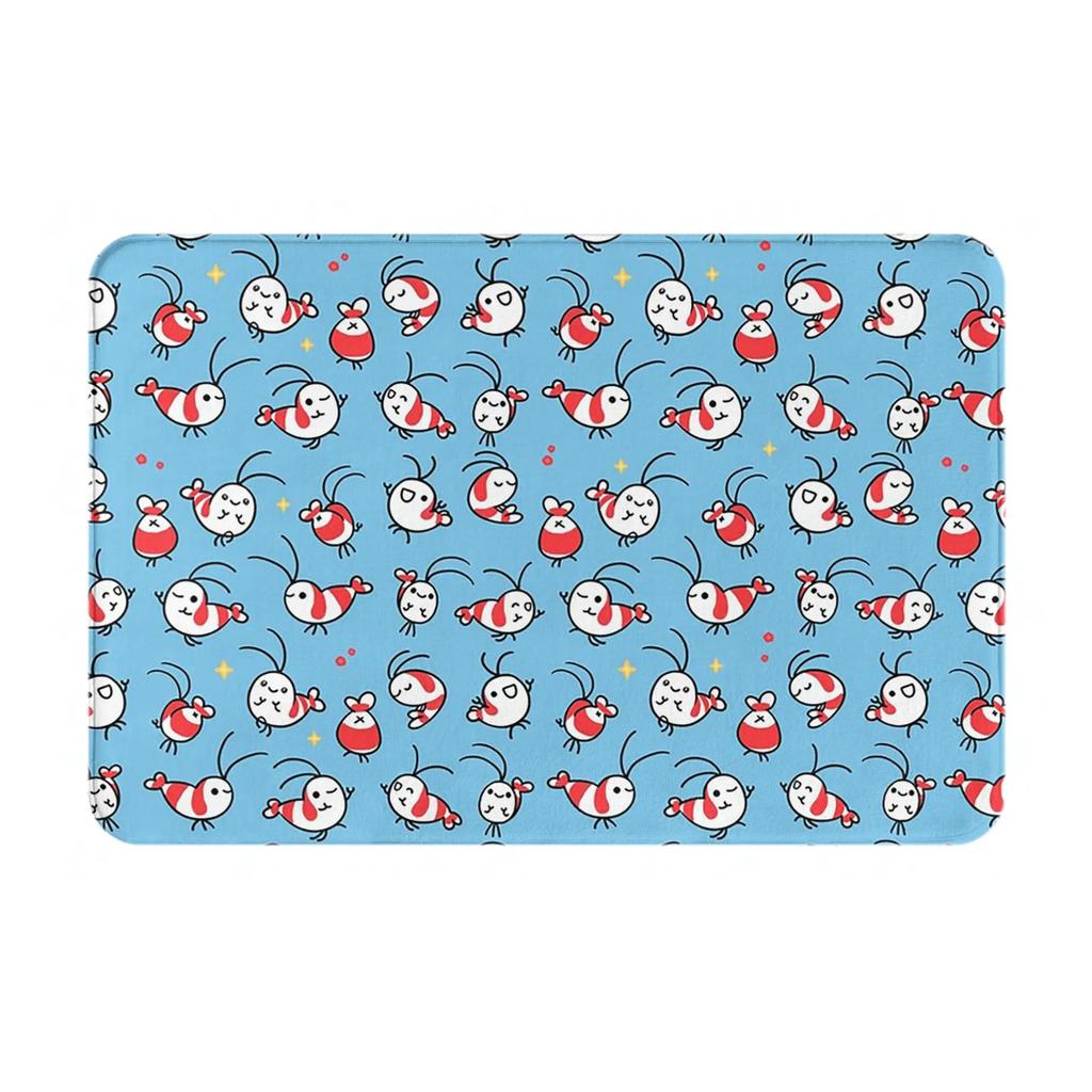Shy Shrimp pattern Non-slip Doormat Floor Mat Dust-proo Carpet Rug for Kitchen Entrance Home Bathroom Footpad Mats