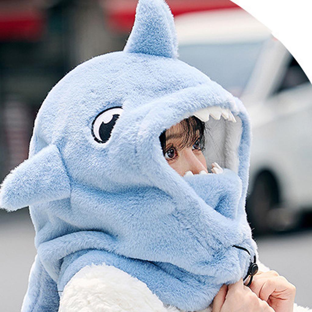 Winter Warm Shark Hooded Ski Mask Helmet Cover for Face and Neck Protections Cold Weather Windproof Headcover Hat