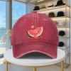 Watermelon Print Baseball Cap Vintage Distressed Cotton Adjustable Unisex Casual Summer Duckbill Hat