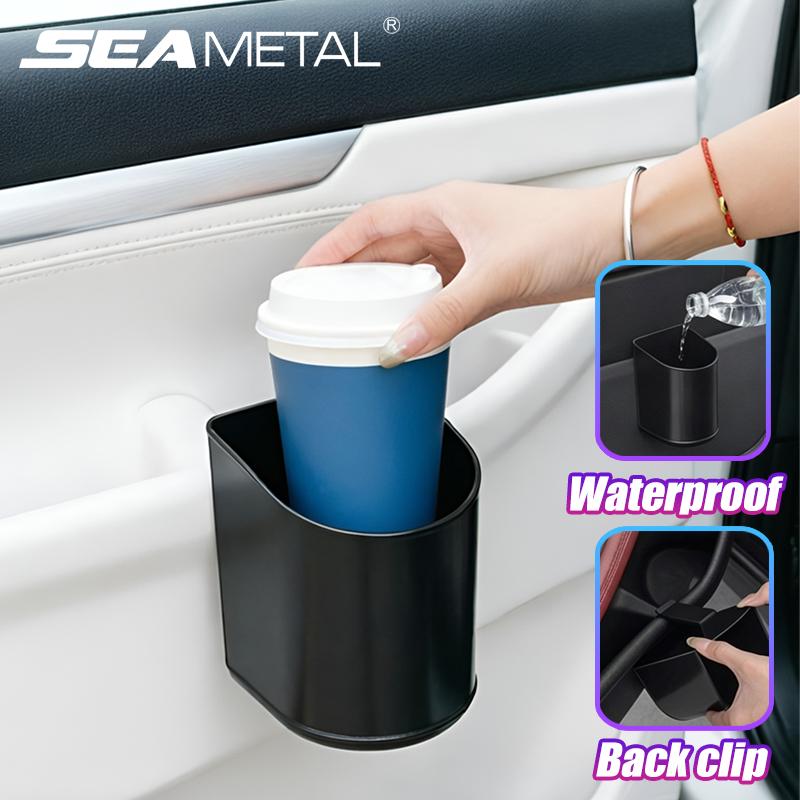 SEAMETAL Car Door Cup Holder Box Universal Drink Rack Storage Bin Back Clip Design Car Seat Back Water Cup Box Organizer Pockets