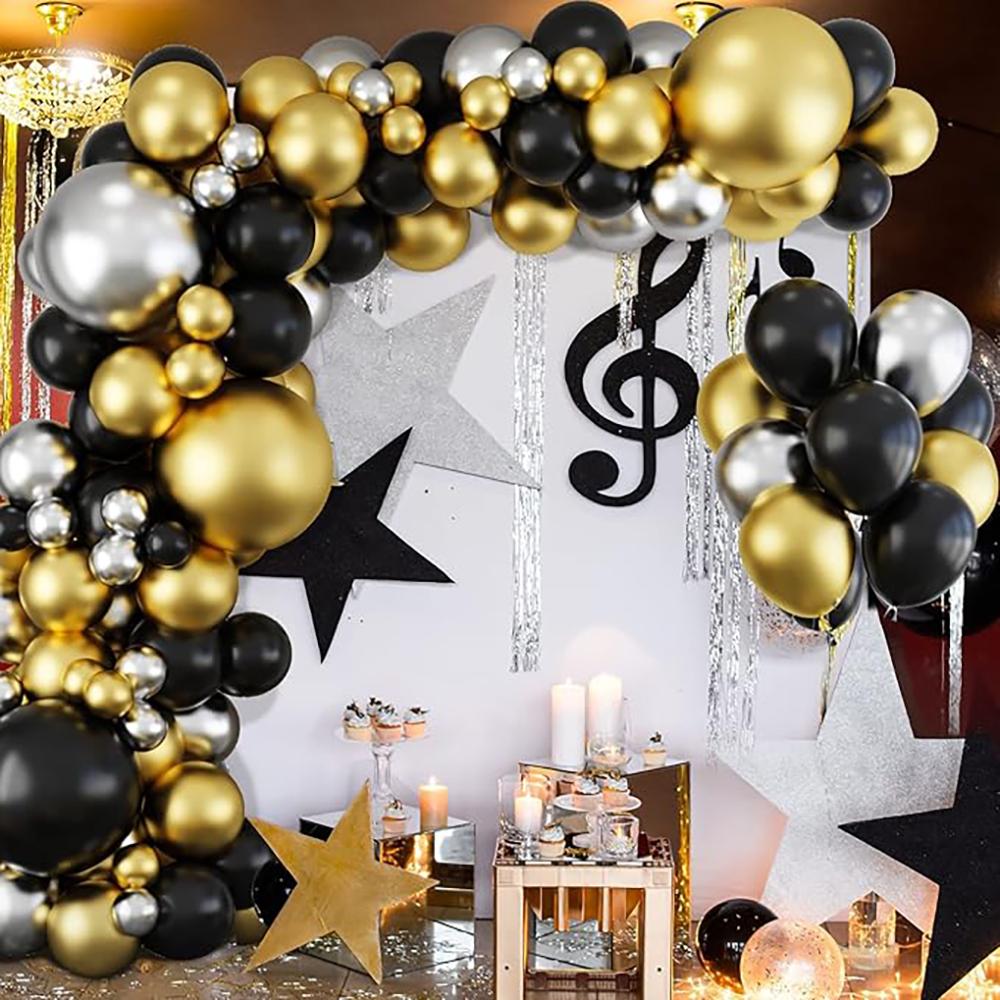 New Year Decor Balloons Garland Black Gold Confetti Balloon Arch Kit Graduation Birthday Party Baby Shower Wedding Decoration