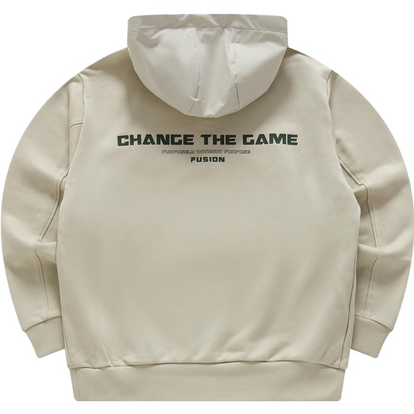 FILA Fusion 2023 Winter Knitted Hooded Sweatshirt Fashion Splicing College Hoodie Men tops Cream T11M341206F-LK