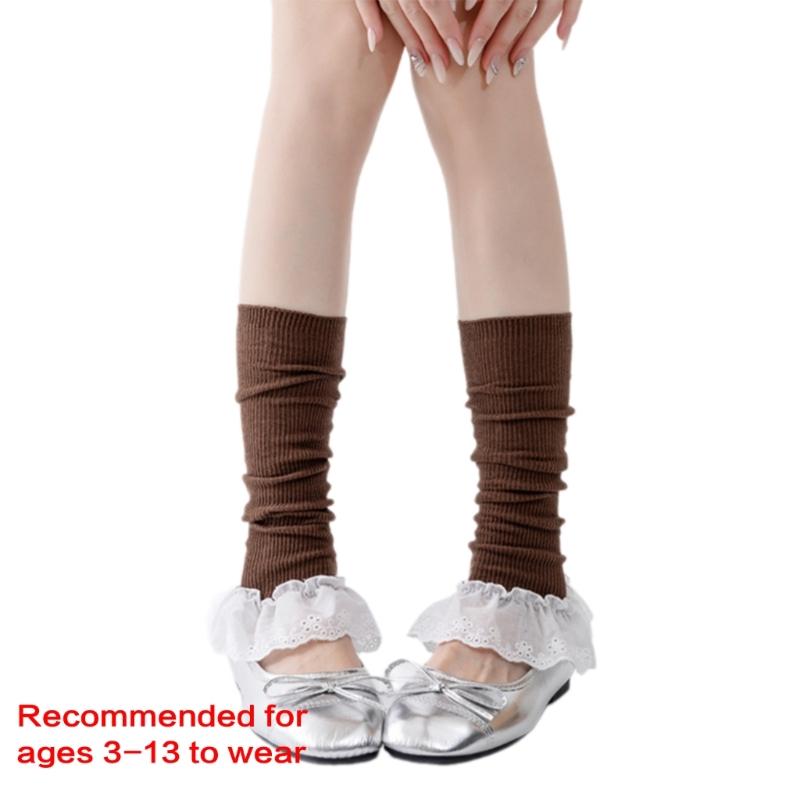 Girls Lolitas Knit Long Socks Ruffle Flared Leg Warmers Harajuku Bootie Socks Spring Summers Warm Ankle Heap Socks
