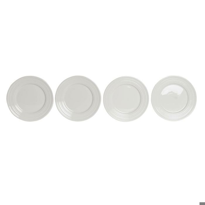 Assiette Plate - DKD Home Decor - Blanc - Porcelaine - Lot De 4 - Dimensions 19x19 Cm