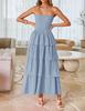 European and American women's clothing popular sleeveless off-the-shoulder pleated layered tube top long vest skirt