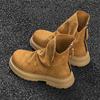 Women's shoes temperament elastic thin boots stacking boots round head short boots thick sole-J