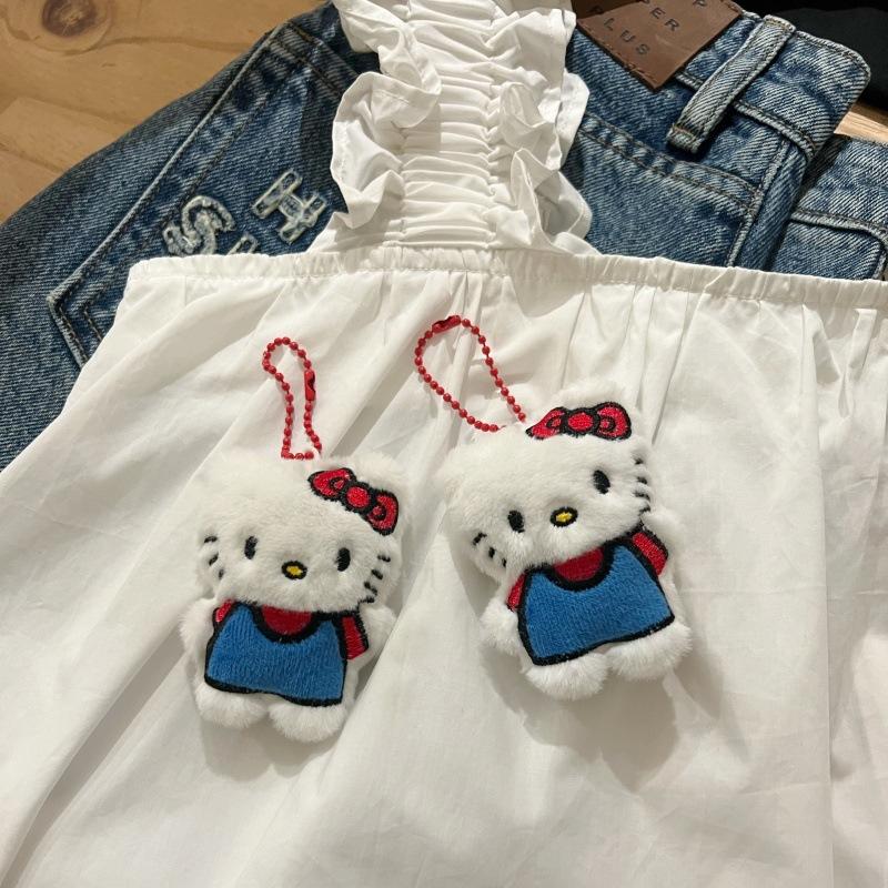 Sanrio Kawaii Anime Hello Kitty Plush Toy Cute Pendant Keychains Cartoon Fashion Bag Accessories Mini KT Cat Doll Gifts