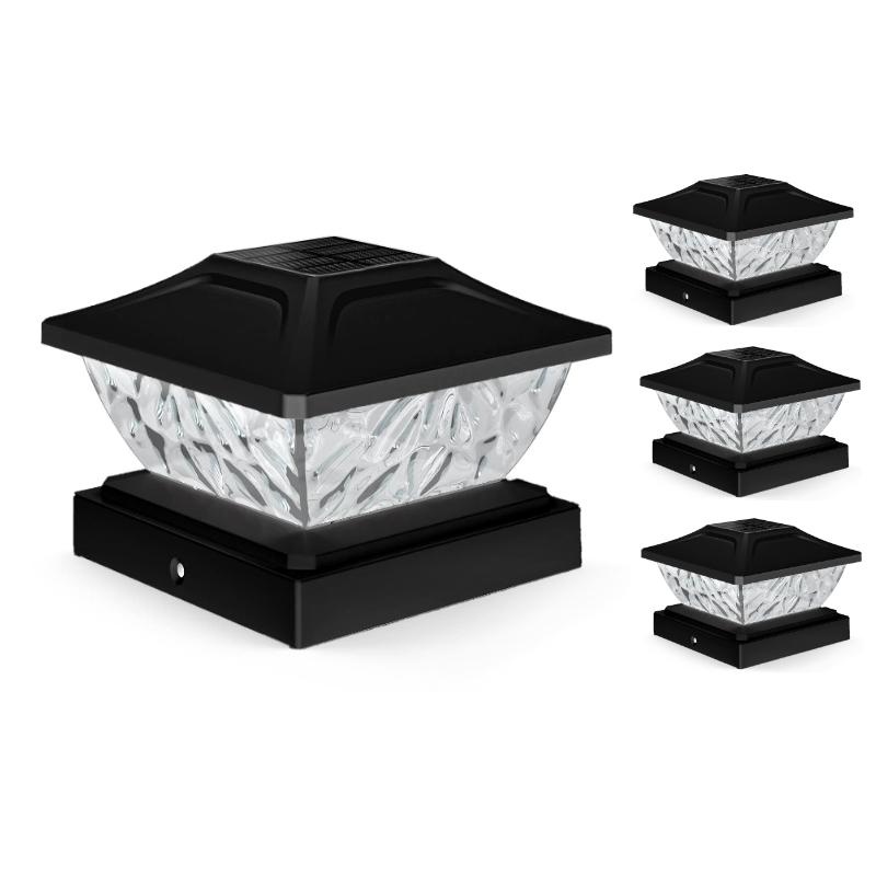 6/4/2/1 Pezzi Luce Solare a LED Quadrata per Recinzione Lampada Bianca/Calda Lampada per Colonne di Ville Testata di Pilastro di Cancello per Recinzione Lampada a LED Decorazione per Casa Giardino