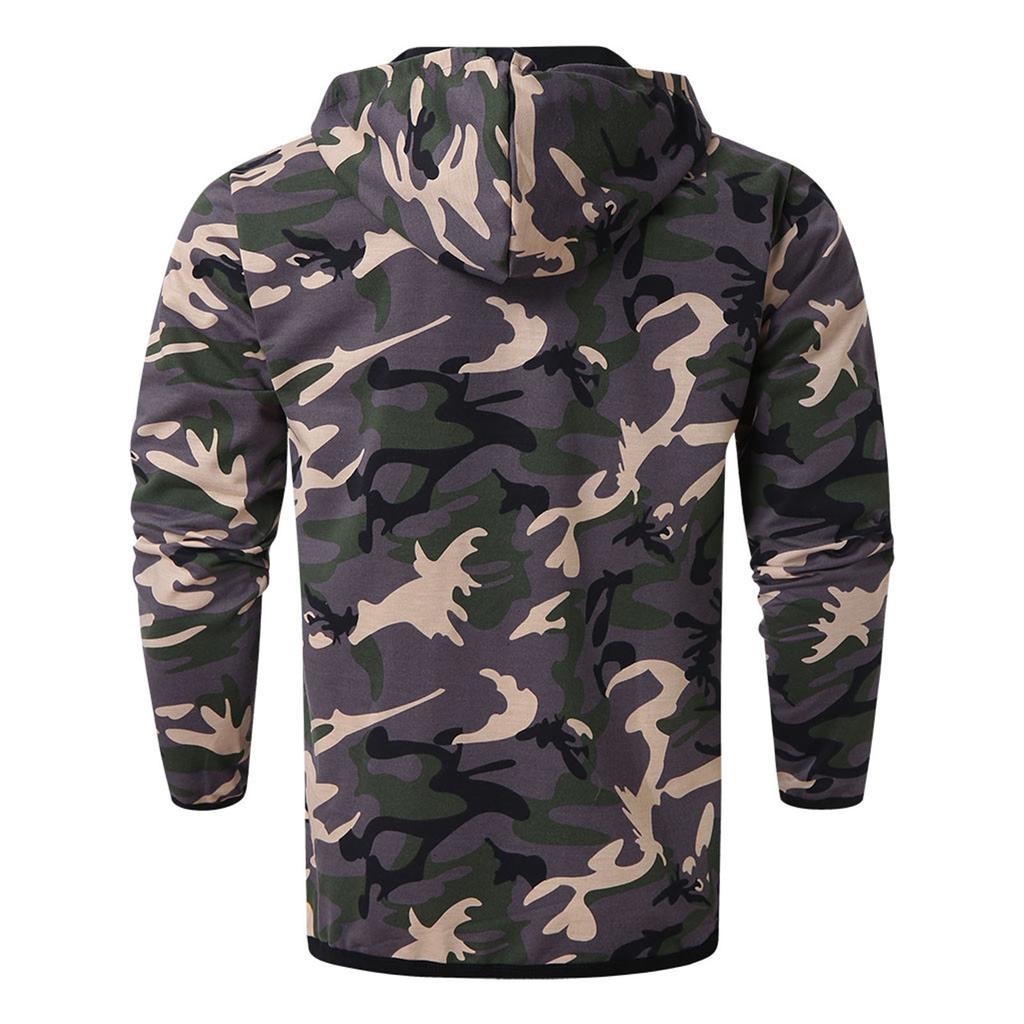 Moda męska Zimowy casualowy kamuflażowy komplet dresowy bluza z kapturem i spodnie