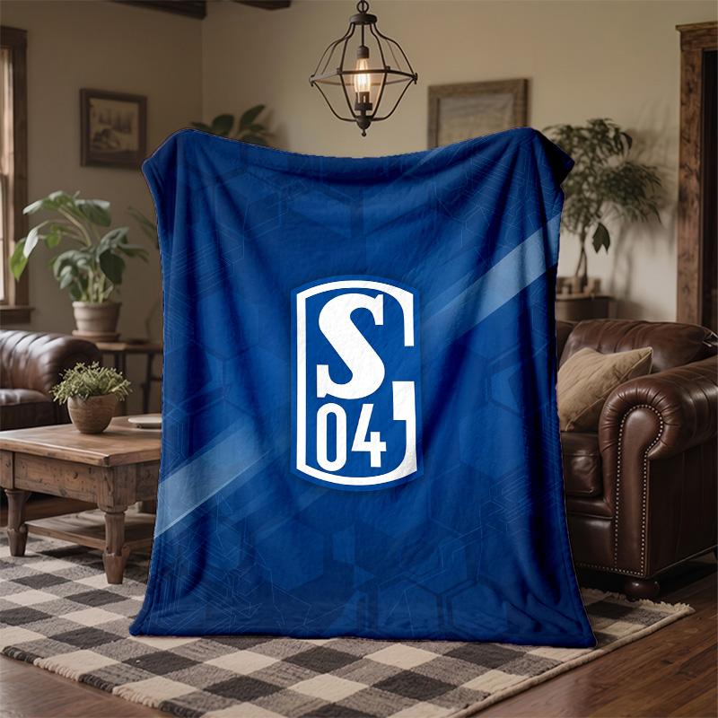 Schalke 04 Theme Fleece Blanket Cozy Soft Plush Blanket For Bedroom Couch Travel