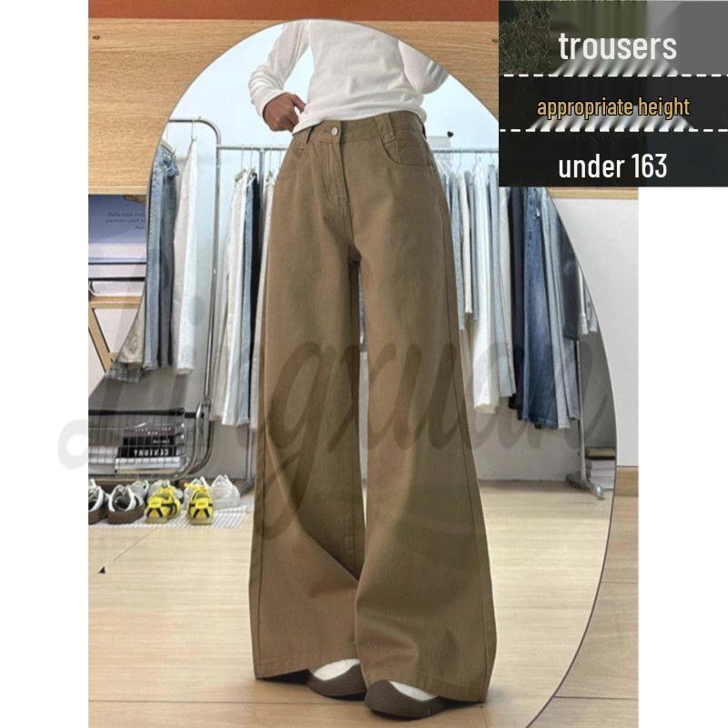 Women's Low-Waist Wide-Leg Flare Jeans In Khaki Latte Brown