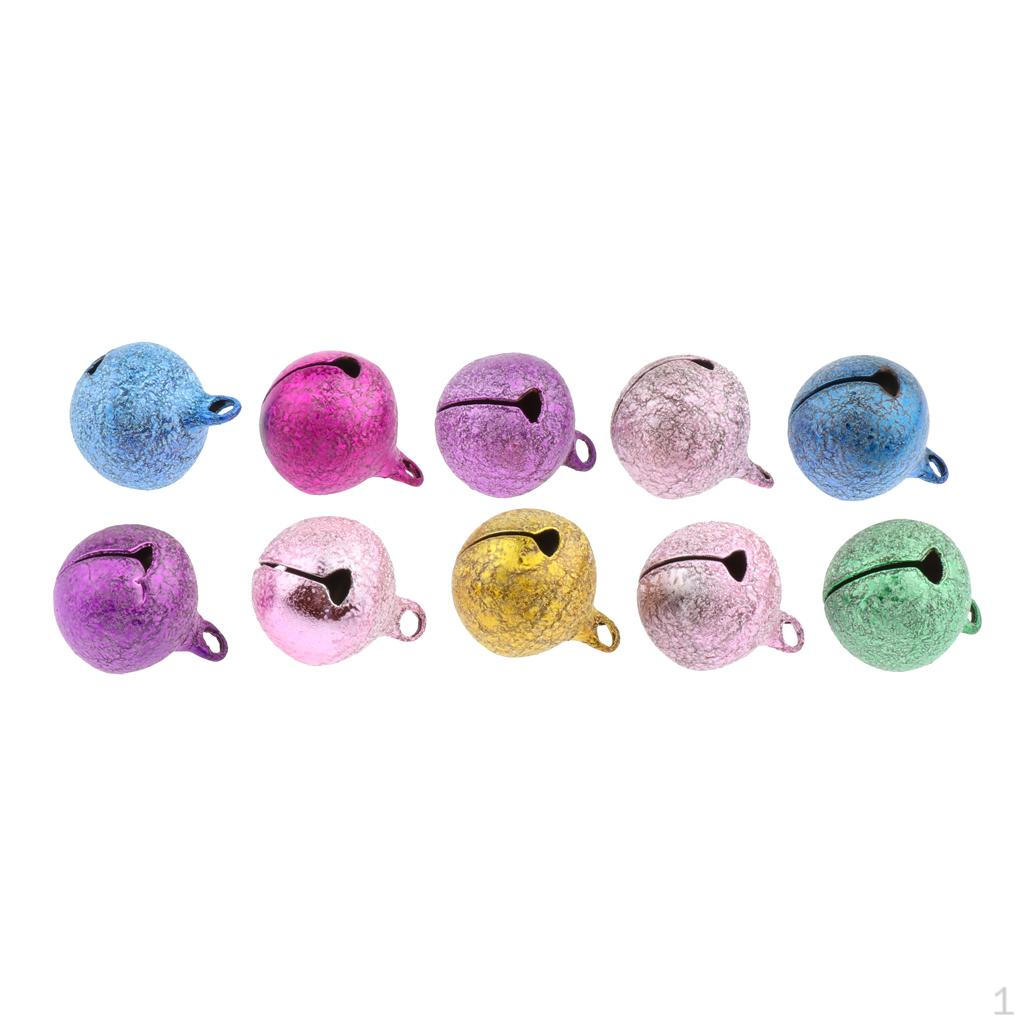 10Pcs Colorful Christmas Bells Charms Pet For Jewelry Making Kids Children Crafts - Frosted,