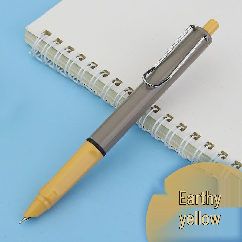 Refillable Ergonomic Fountain Pen for Students - Transparent Colored Plastic Design