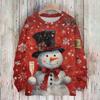 Ladies' Fashionable And Casual Christmas Cute Printed Round Neck Long Sleeved Knitted Yarn