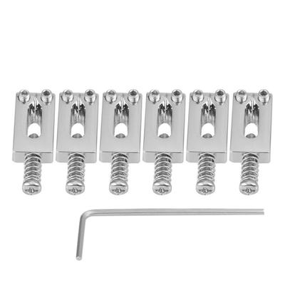 6 Stück Tremolo-Sättel aus Metall für E-Gitarren-Brückenteile mit Schraubenschlüssel(Silber)