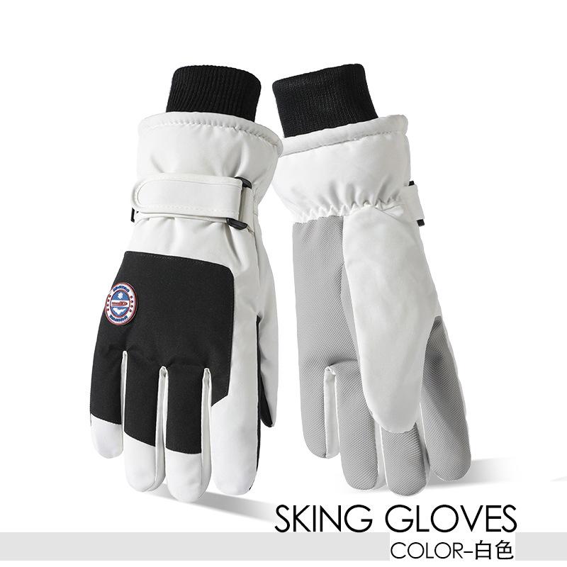 Ski Gloves Fleece Men's and Women's Ski Gloves Female Students Outdoor Electric Vehicle Riding Fleece Finger Gloves Men's Winter