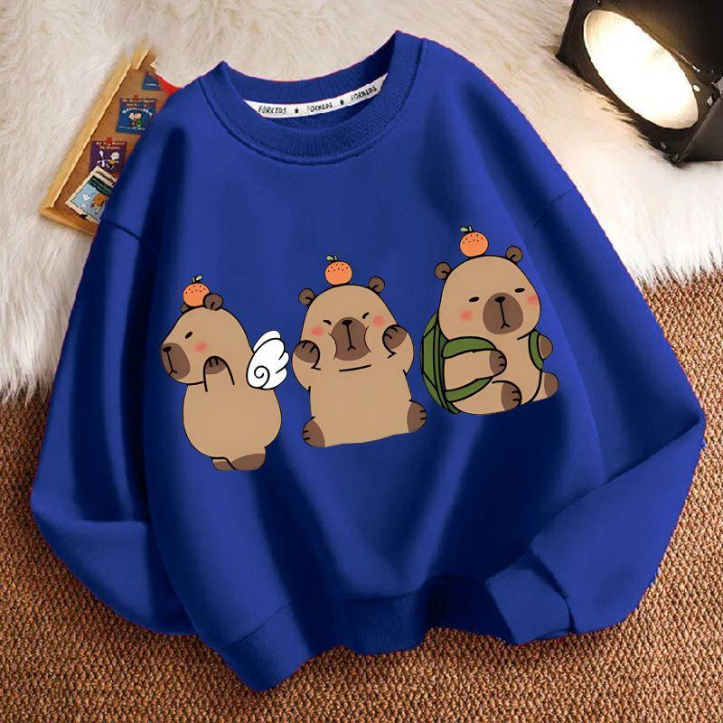 Children's Fashion Capibara Hoodies for Autumn and Winter, Loose Long-sleeved Hoodies for Boys and Girls