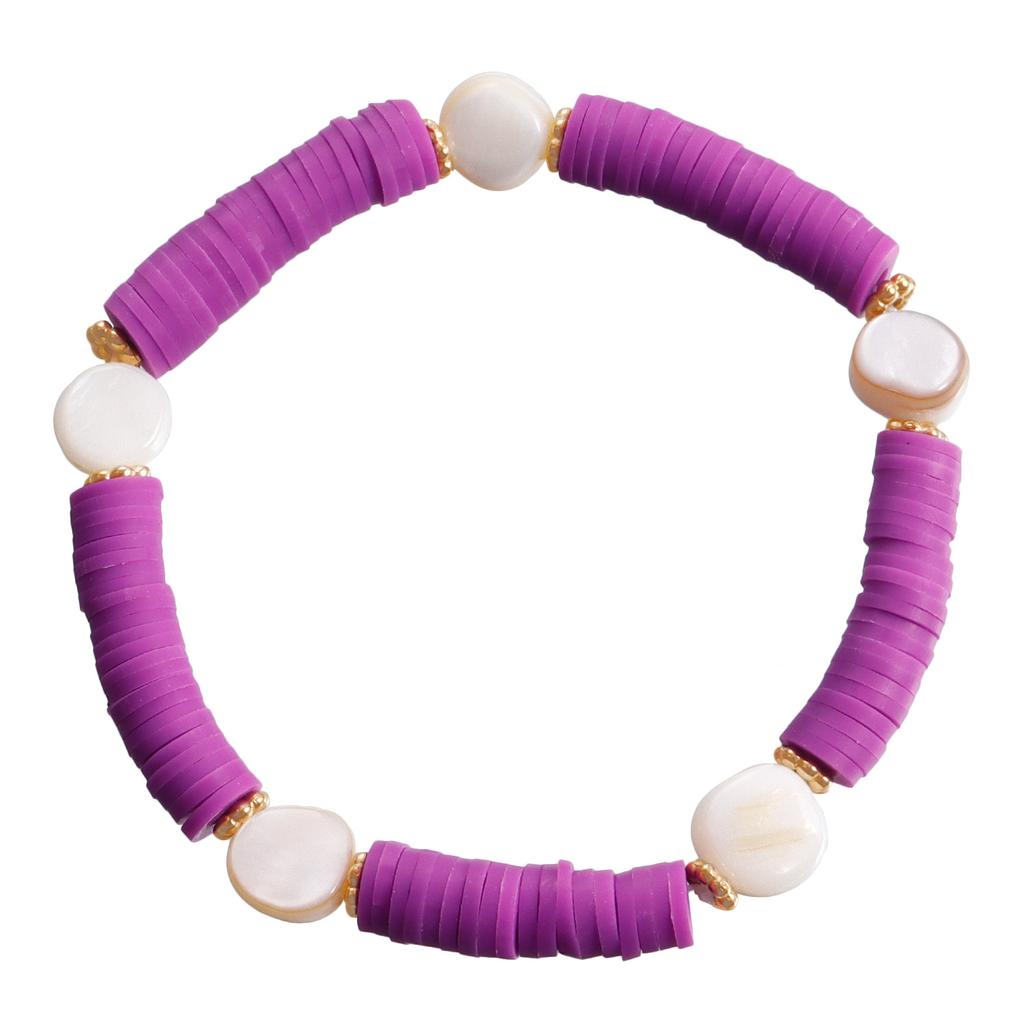Bohemian Resort Beach Wind Colorful Pottery Sheet Beaded Necklace Women'S Wind Bracelet Charm