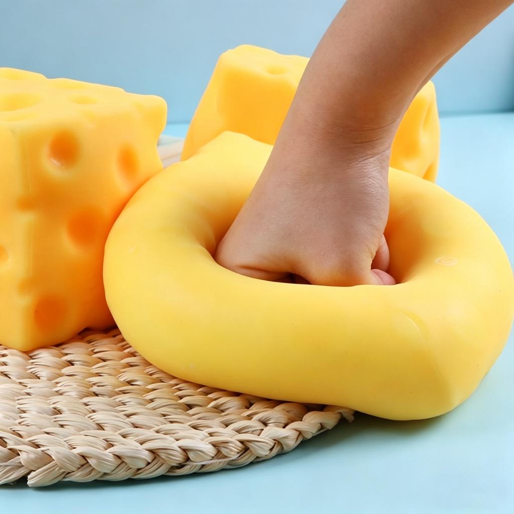Jumbo Cheese Cube Stress Ball Non-Bounce Slow Rebound ASMR Sensory Shapeable Fidget Toy Anti-Stress Decompression Gift