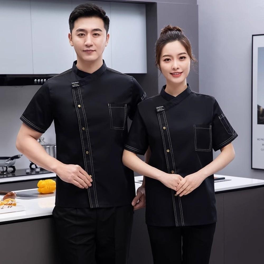 Short-sleeved Chef Uniform Thickened Kitchen Cook Shirts Portable Chef Jacket Restaurant