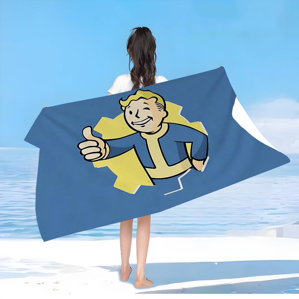 V-Vault-Tec F-Fallout Logo Bath Towel Microfiber Soft Water Absorbing Breathable For Girl Kids Decorative Cartoon Beach Towel