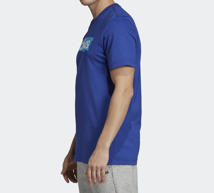 Adidas ESSENTIALS T Shirts Men's Blue Crew Neck Moderate Straight Fit DV3052