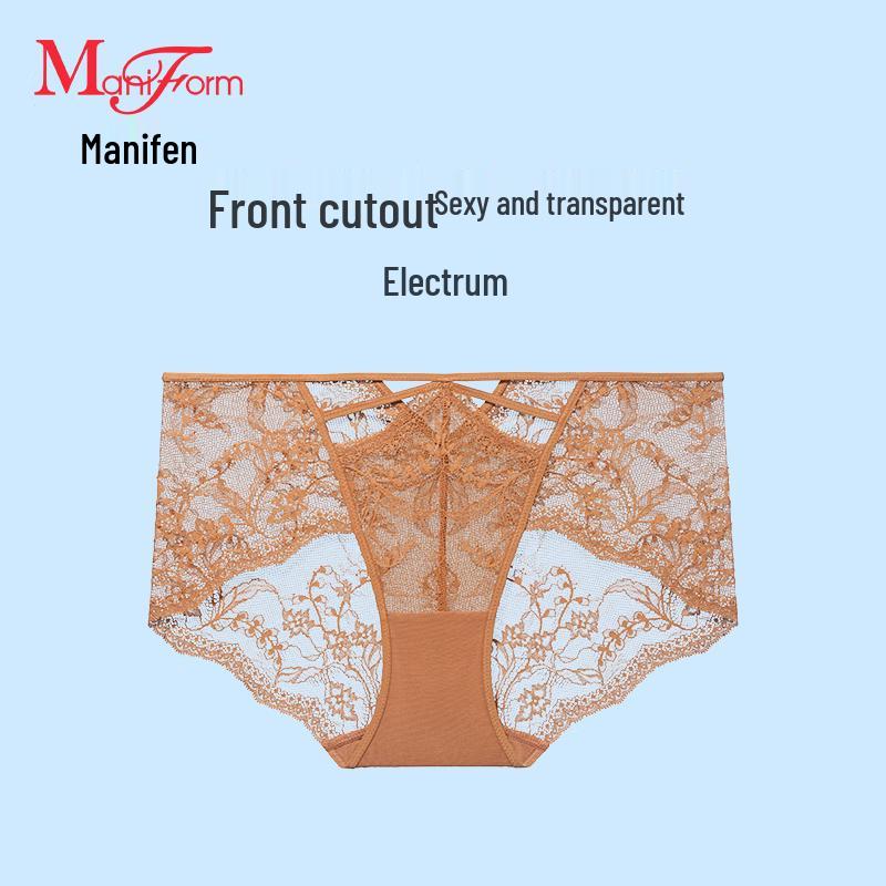 Maniform Women's Sexy Lace Mid-Low Waist Briefs