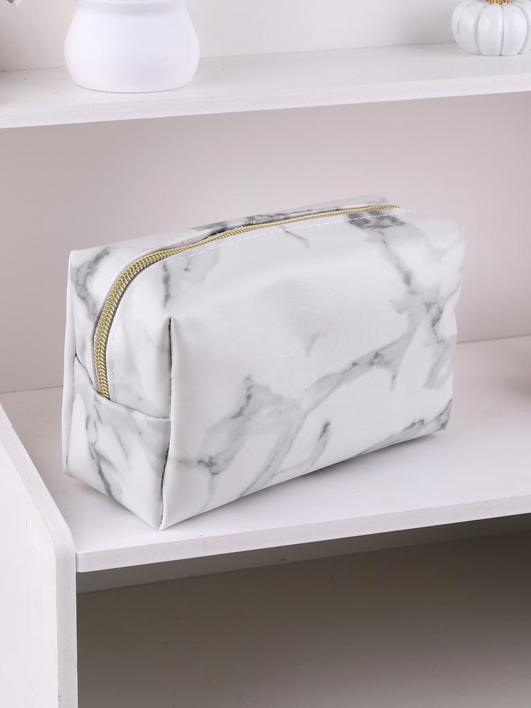 Marbled Pencil Case, Pu Leather Waterproof Pencilcase, Back To School Stationery Zipper Pencil Pouch,School Supplies Pencil Case