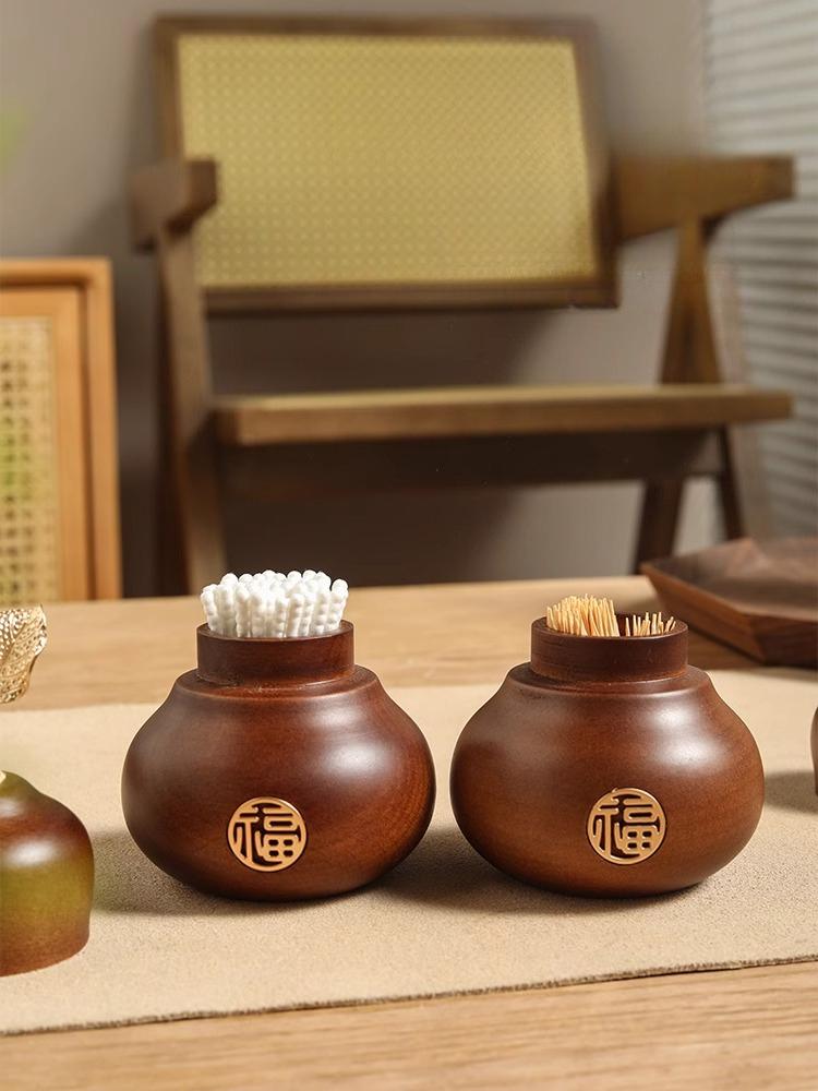 Massivholz Zahnstocherbox Haushalt Wohnzimmer Nussbaumholz Zahnstocherhalter Chinesisches Restaurant Kreatives Holzkürbis Aufbewahrungsglas