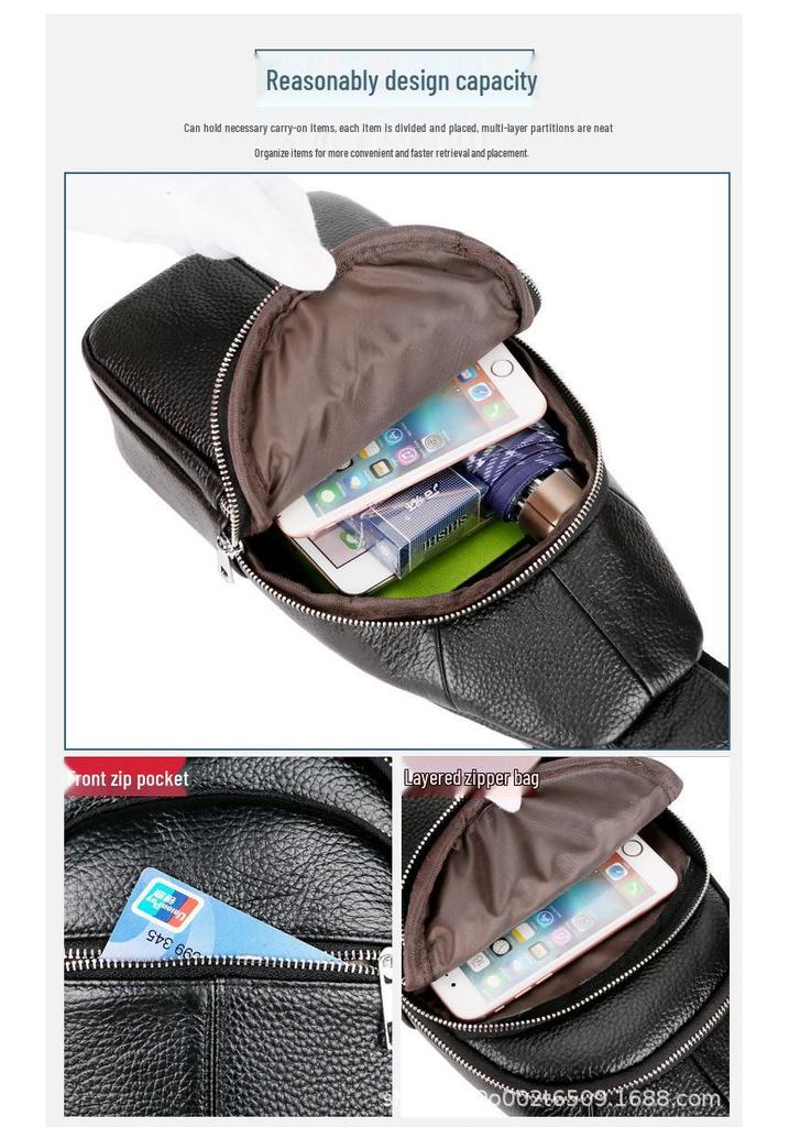 Echte Leder Herren Koreanischer Stil Umhängetasche Brusttasche