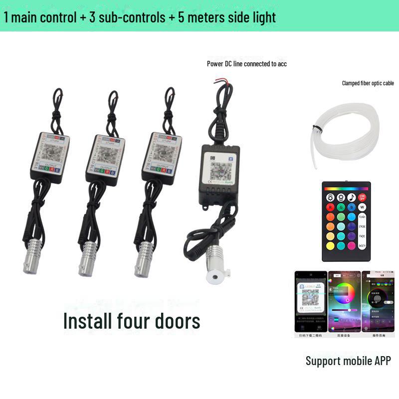 Wireless Remote Control RGB Interior Atmosphere Light - Fiber Optic Skirt Light Guide for Car