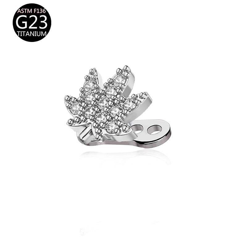 G23 F136 Titanium Zircon Flower Internal Thread Lip Stud Earring Eyebrow Ring Horseshoe Ring Dermal Anchor Skin Piercing Jewelry