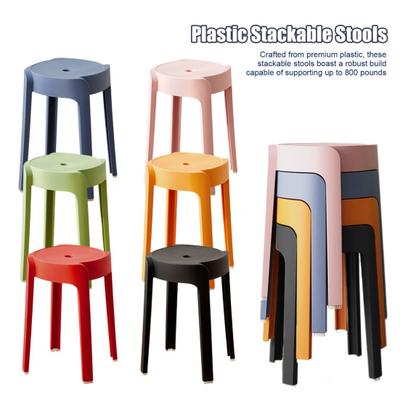 6Pcs Plastic Stool Stackable Portable Round Nesting Stools 330lbs Load Bearing Backless
