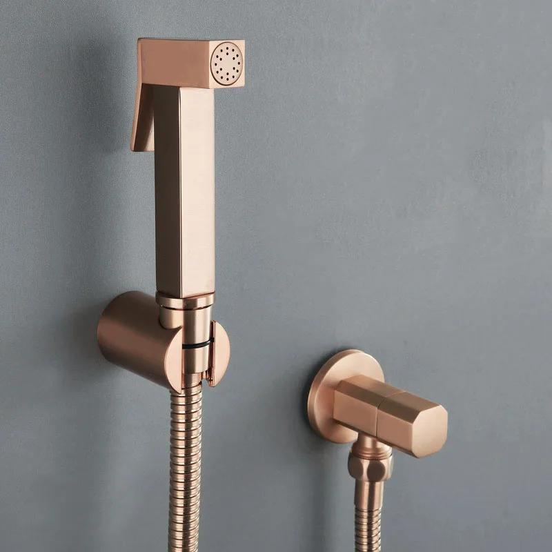 Matt Black & Chrome Plated Brass Square Bidet Sprayer Bathroom Bidet Faucet
