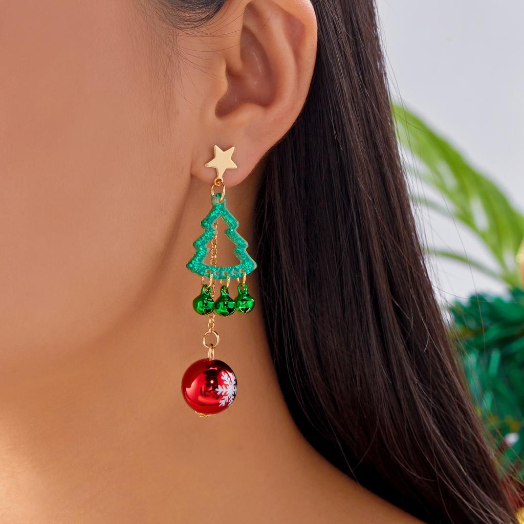 Trendy Christmas Santa Claus Snowflake Dangle Earrings for Women Xmas Tree Earring Girls New Year Jewelry Gift
