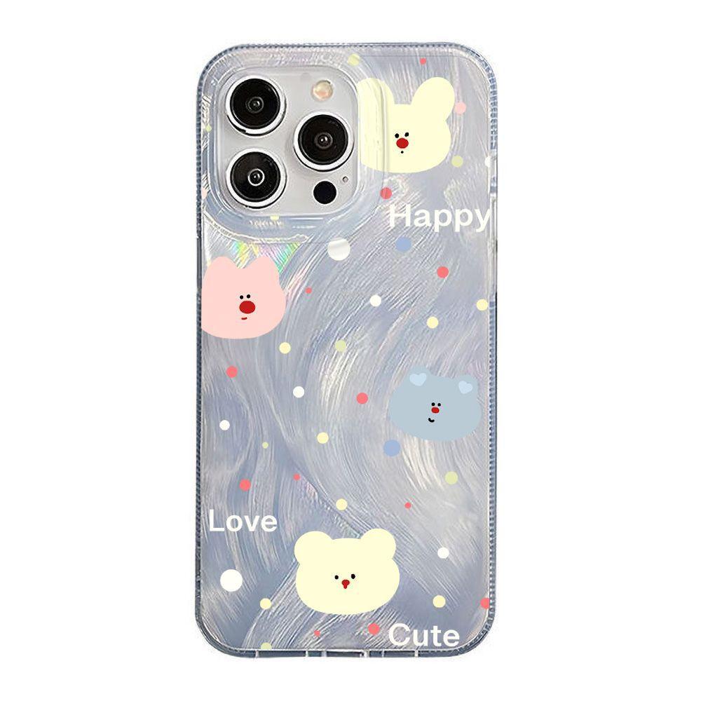 Color Polka Dot Bear Head for iPhone17promax Apple 16 Mobile Phone Case 14/13 Large Hole 15 Laser