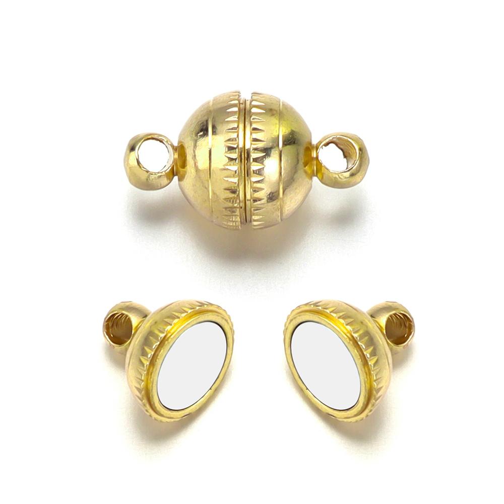 5Sets Round Copper Magnetic Clasps Fit Necklace Gold End Clasps Connector DIY Leather Bracelet Jewelry Making Supplies