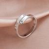 Teamer Simple Crystal Stainless Steel Rings Zircon Open Ring Luxury Minimalist Engagement Jewelry for Women Valentine's Day Gift